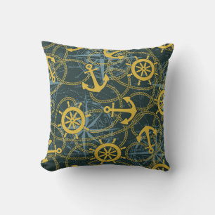 Marine anchor ship rudder and rope with wind rose cushion