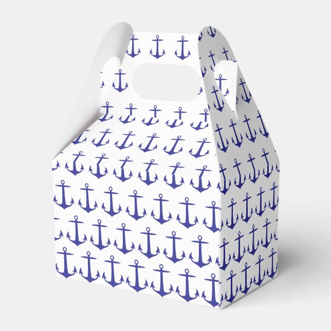 Marine Anchor White and Blue Pattern Custom Favour Box (Back Side)