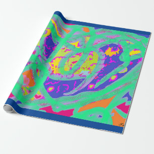Marine and sky blue art decor patterned wrapping paper
