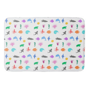 Marine animals patterned bath mat