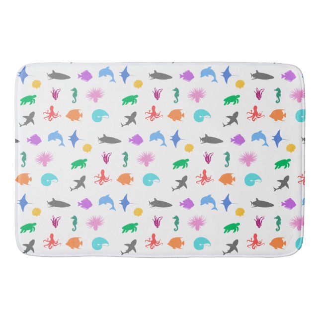 Marine animals patterned bath mat (Front)