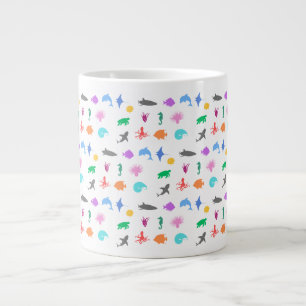 Marine animals patterned large coffee mug