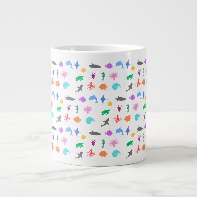 Marine animals patterned large coffee mug (Front)