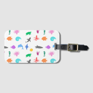 Marine animals patterned luggage tag