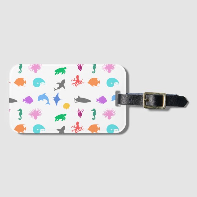 Marine animals patterned luggage tag (Front Horizontal)