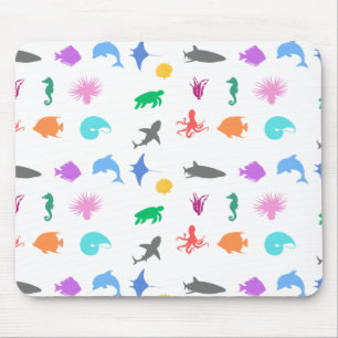 Marine animals patterned mouse pad