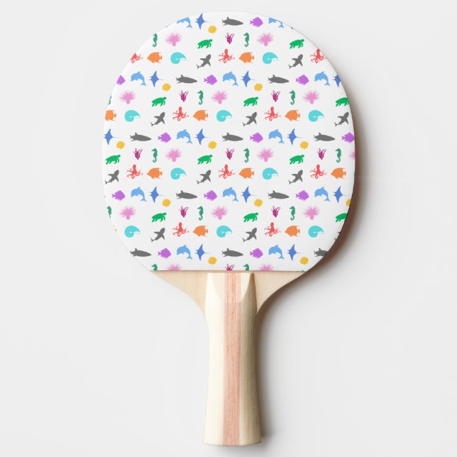 Marine animals patterned ping pong paddle (Front)