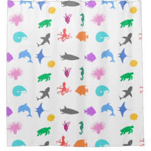 Marine animals patterned shower curtain