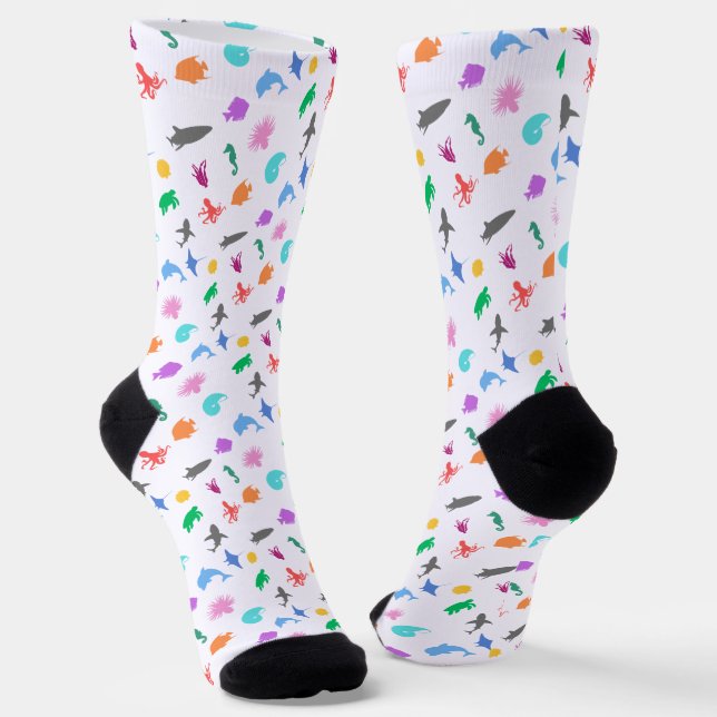 Marine animals patterned socks (Angled)