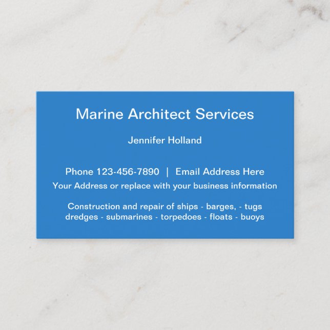 Marine Architect Services Business Card (Front)