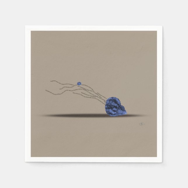 Marine beach seashell beige blue paper napkins set (Front)
