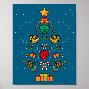 Marine Biologist Biology Seashells Corals Christma Poster