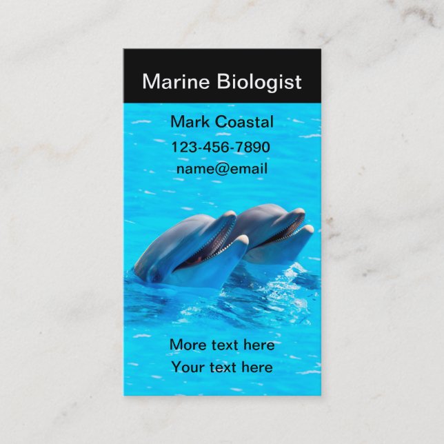 Marine Biologist Dolphin Theme Business Card (Front)