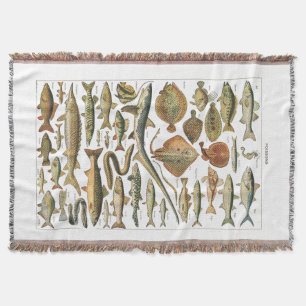 Marine biology aesthetic fish chart throw blanket