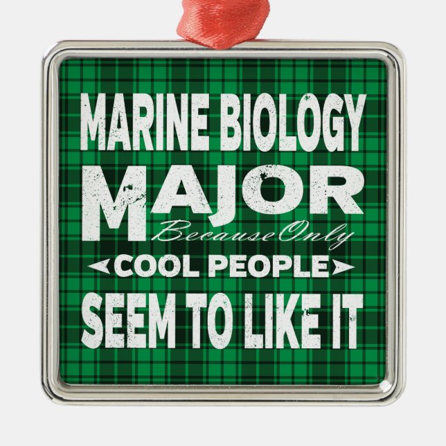 Marine Biology College Major Green Plaid Metal Ornament (Front)