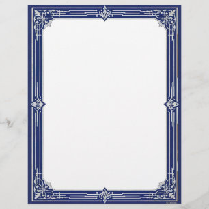 Marine Blue and Silver Art Deco Custom Letterhead