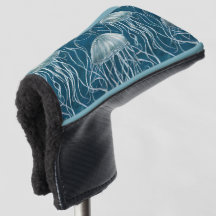 Marine Blue and White Jelly Fish Pattern