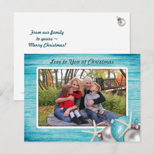 Marine Blue Custom Photo Christmas Postcard