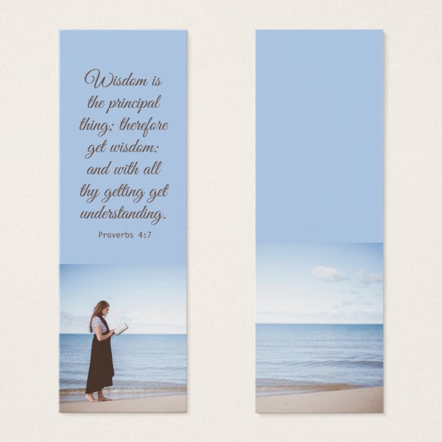 Marine Blue Elegant Spiritual Bible Verse Bookmark (Front & Back)