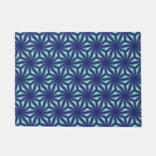 Marine Blue Fractal Pattern Doormat