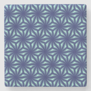 Marine Blue Fractal Pattern Stone Coaster