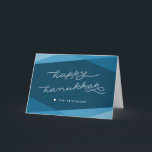 Marine Blue Geo Script | Happy Hanukkah Holiday Card<br><div class="desc">Send your Hanukkah wishes with this elegant and modern greeting card in rich marine blue. Overlapping geometric shapes in gradient shades of dark teal provide the perfect backdrop for "Happy Hanukkah" in modern white handwritten style typography. Add an optional inside message using the field provided.</div>
