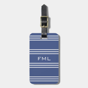 Marine Blue Stripes custom luggage tag