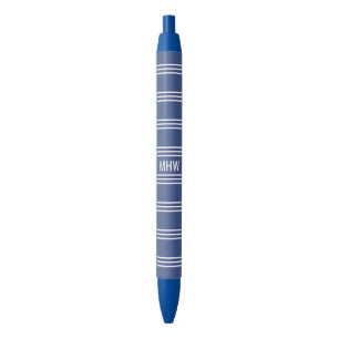Marine Blue Stripes custom monogram pens