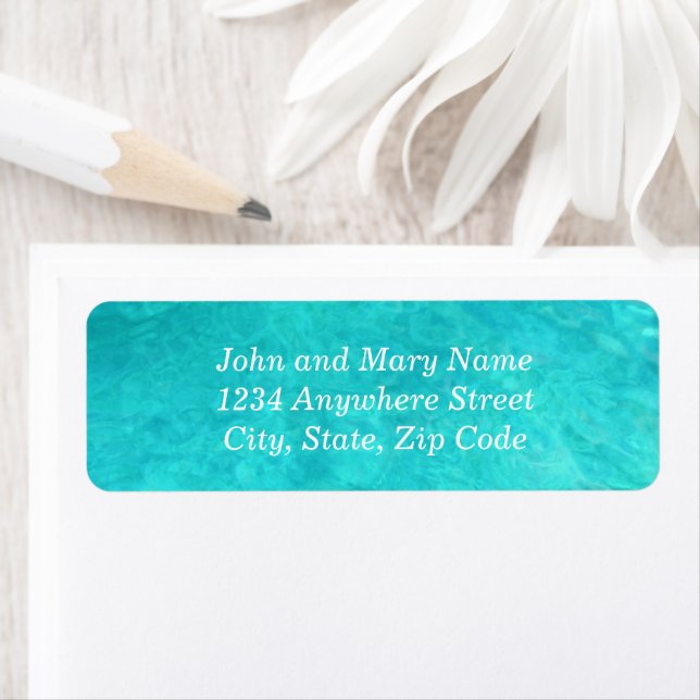 Marine Blue Water Colour Address Return Address Label (Insitu)