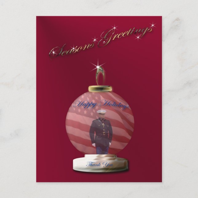Marine Christmas Ornament Postcard (Front)