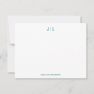 Marine Classic Custom Monogram Couple Wedding Note Card
