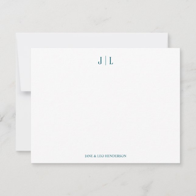 Marine Classic Custom Monogram Couple Wedding Note Card (Front)