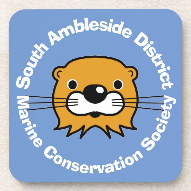 Marine Conservation With Otter Head. Coaster (Front)