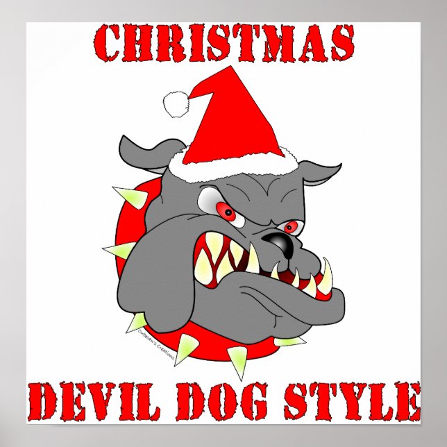 Marine Corps Christmas Devil Dog Style Poster (Front)