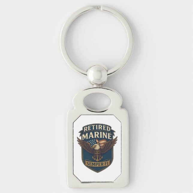 Marine Corps Veteran Logo Emblem Key Ring (Front)