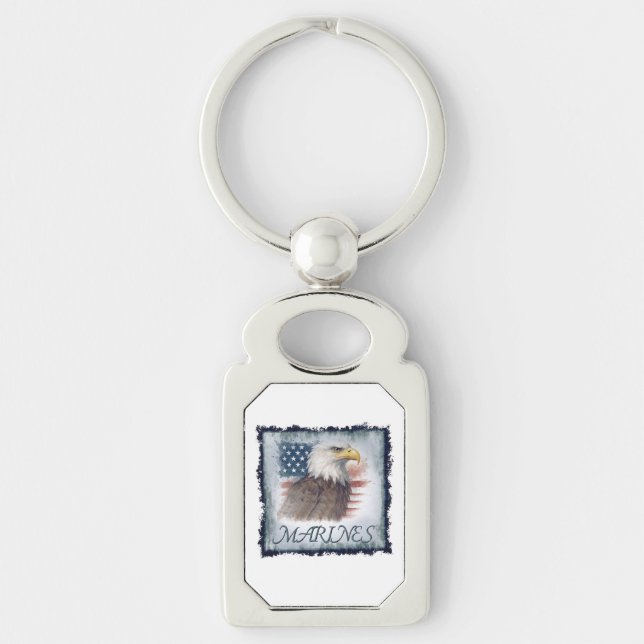 Marine Corps Veteran Logo Emblem Key Ring (Front)