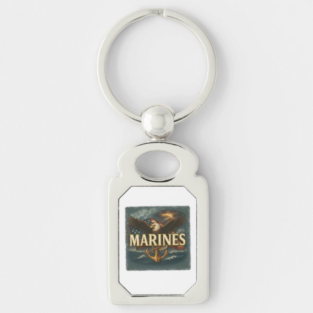 Marine Corps Veteran Logo Emblem Key Ring (Front)