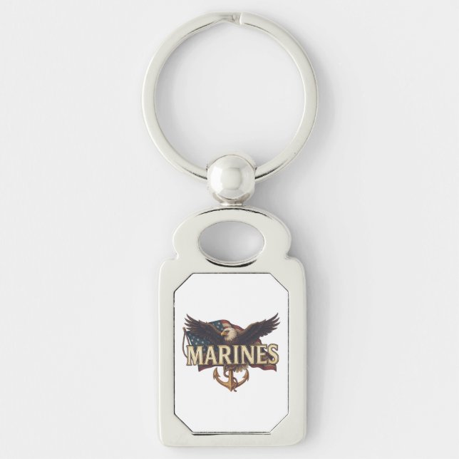 Marine Corps Veteran Logo Emblem Key Ring (Front)