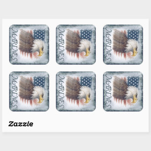 Marine Corps Veteran Logo Emblem Square Sticker