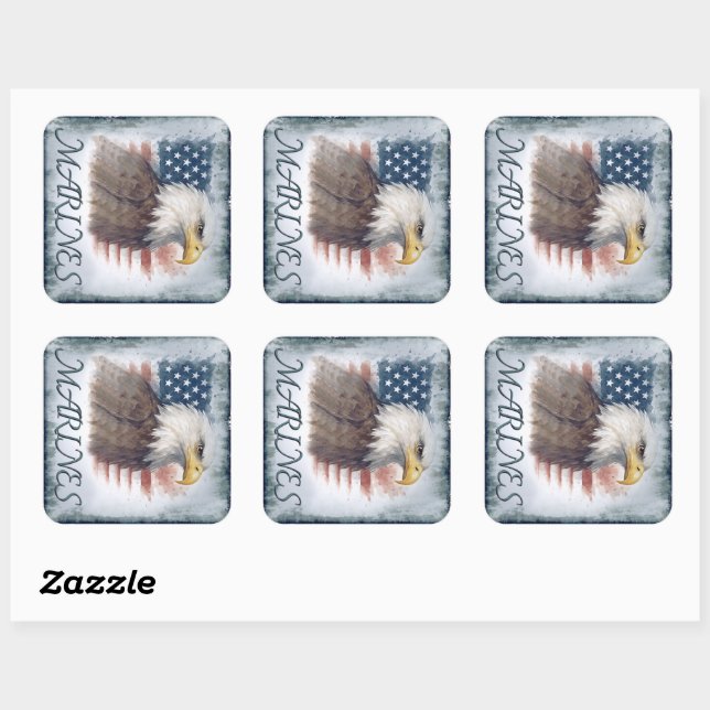 Marine Corps Veteran Logo Emblem Square Sticker (Sheet)