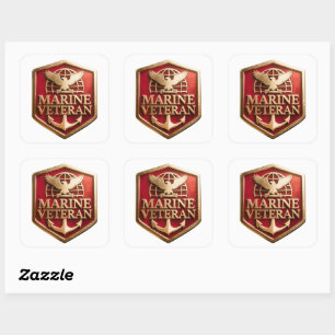 Marine Corps Veteran Logo Emblem Square Sticker