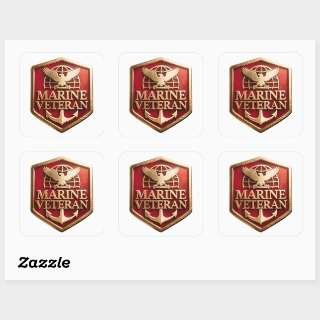 Marine Corps Veteran Logo Emblem Square Sticker (Sheet)