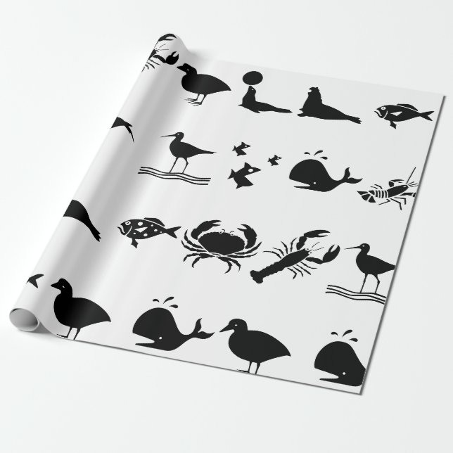 MARINE CREATURES WRAPPING PAPER (Unrolled)