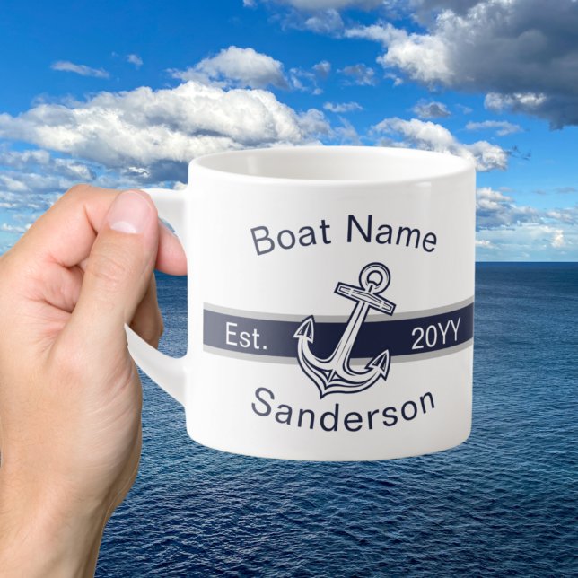 Marine Custom Nautical Anchor Navy Blue Espresso Cup (Creator Uploaded)