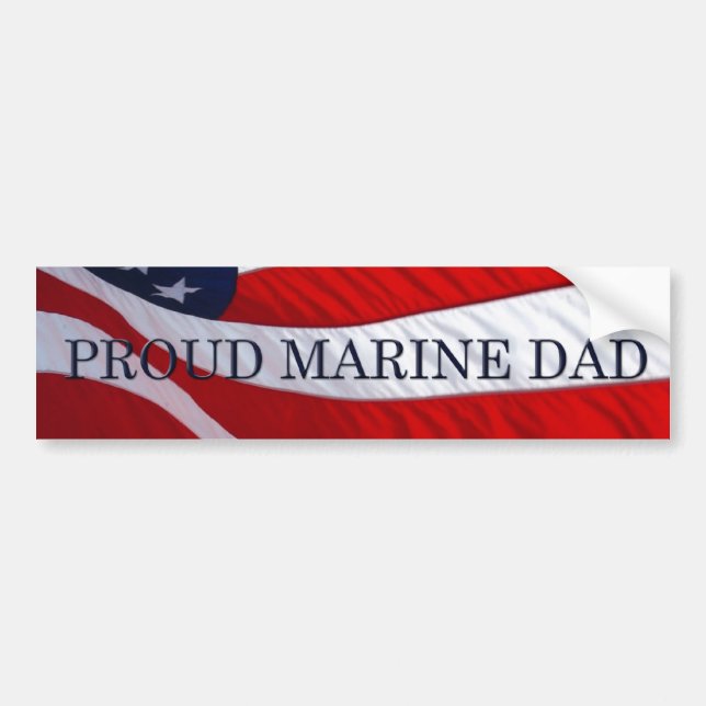Marine Dad American Flag Bumper Sticker (Front)