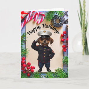 marine dog Christmas holiday Folded Holiday Card