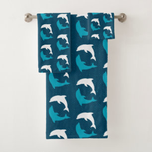 Marine Dolphin Pattern Bath Towel Set
