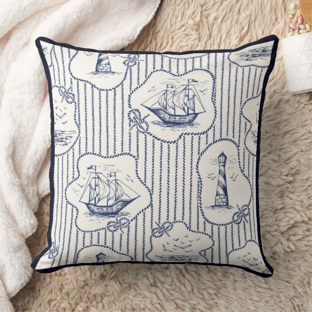 Marine Element Ship Knots Marine Stripe Lighthouse Cushion (Blanket)