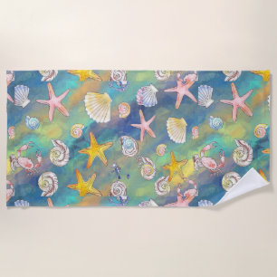 Marine Element Starfish Shellfish Call of the Sea  Beach Towel