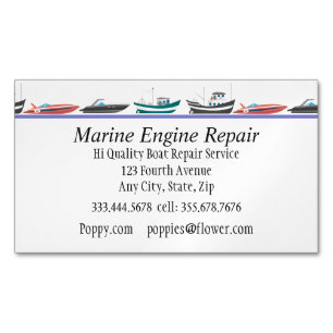 Marine Engine Boat Motor Repair Service Magnetic Business Card